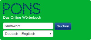 PONS Suchfelder Widget für API Deutsch-Englisch